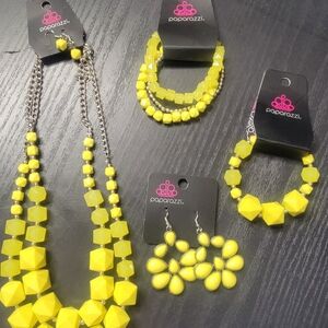 Paparazzi Vibrant Yellow Necklace Set
